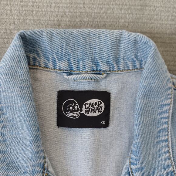 Cheap Monday Taylor Denim Vest Mens XS Blue Denim Button Up Rocker Grunge Punk - Picture 3 of 9